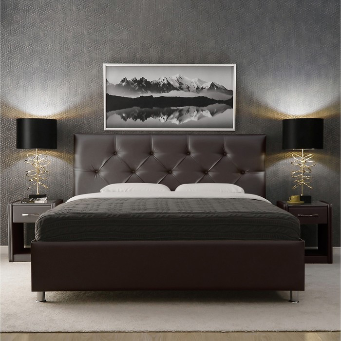 Кровать «Монблан» без ПМ, 1600×2000 мм, встроенное основание, цвет пралине - фото 2 - id-p199315306