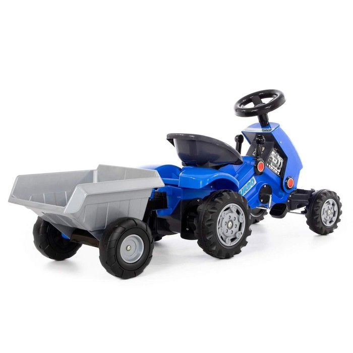 Педальная машина для детей Turbo-2, с полуприцепом, цвет синий - фото 4 - id-p199296722