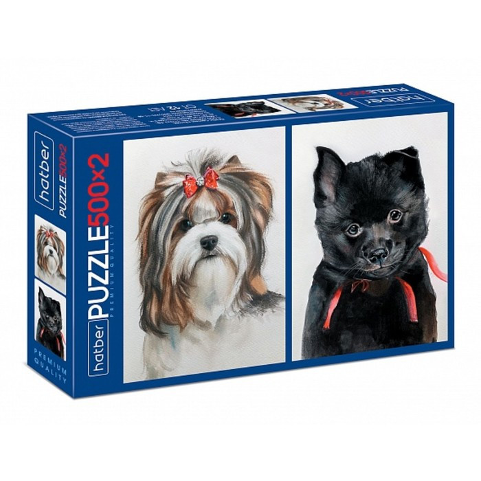 Пазл Premium «Милые щенки», 2 картинки в 1 коробке, 500+500 элементов - фото 1 - id-p199298599