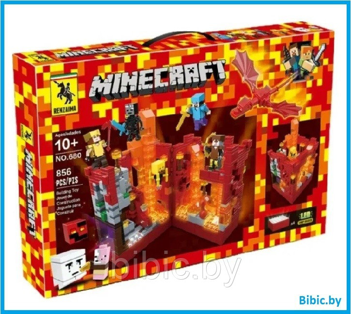 Детский конструктор светящийся Minecraft Майнкрафт Подземная крепость 680 серия my world аналог лего lego, фото 1