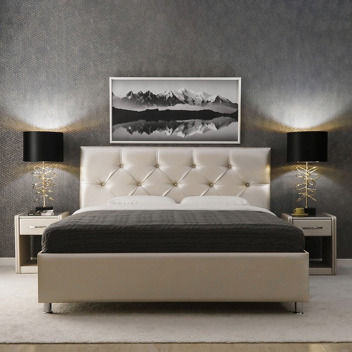 Кровать «Монблан» без ПМ, 1400×2000 мм, встроенное основание, цвет nice beige - фото 2 - id-p199315377