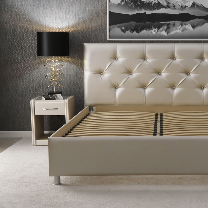 Кровать «Монблан» без ПМ, 1400×2000 мм, встроенное основание, цвет nice beige - фото 3 - id-p199315377