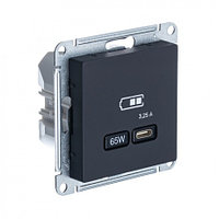 USB розетка тип-C 65W высокоскор.заряд. QC, PD, цвет Карбон (Schneider Electric ATLAS DESIGN)