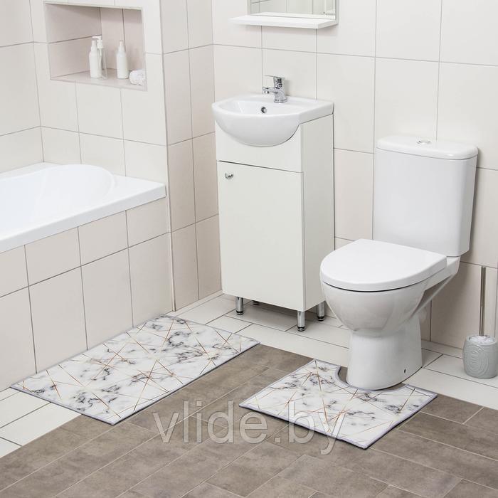 Набор ковриков для ванной и туалета Доляна «Мрамор», 2 шт: 50×80, 40×50 см - фото 1 - id-p199334798
