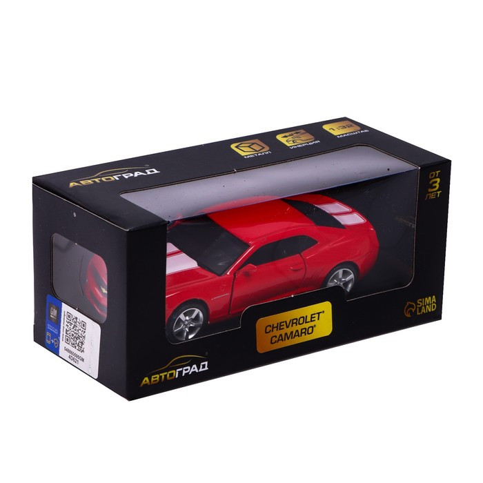 Машина металлическая CHEVROLET CAMARO, 1:32, открываются двери, инерция, цвет красный - фото 5 - id-p199296851