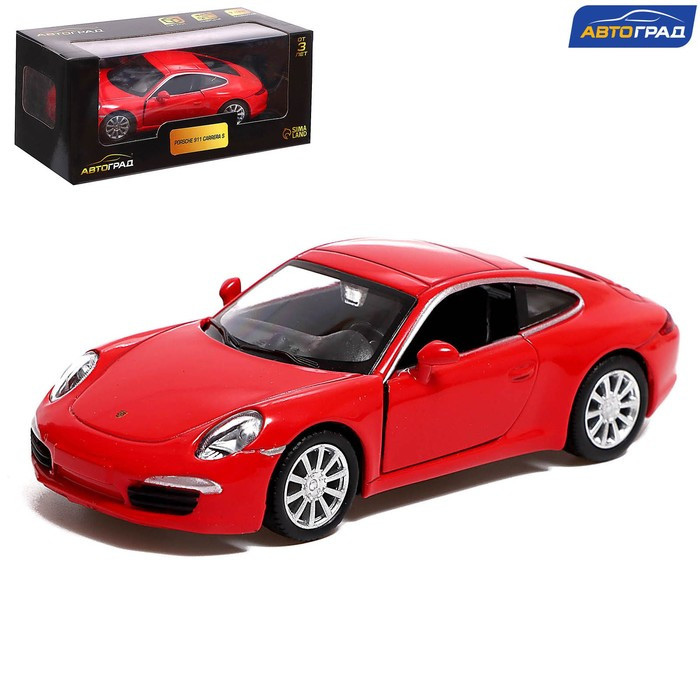 Машина металлическая PORSCHE 911 CARRERA S, 1:32, открываются двери, инерция, цвет красный - фото 1 - id-p199296861