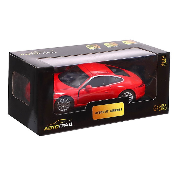 Машина металлическая PORSCHE 911 CARRERA S, 1:32, открываются двери, инерция, цвет красный - фото 5 - id-p199296861