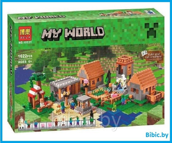 Детский конструктор Большая деревня Minecraft Майнкрафт 10531 серия my world блочный аналог лего lego - фото 1 - id-p199335080