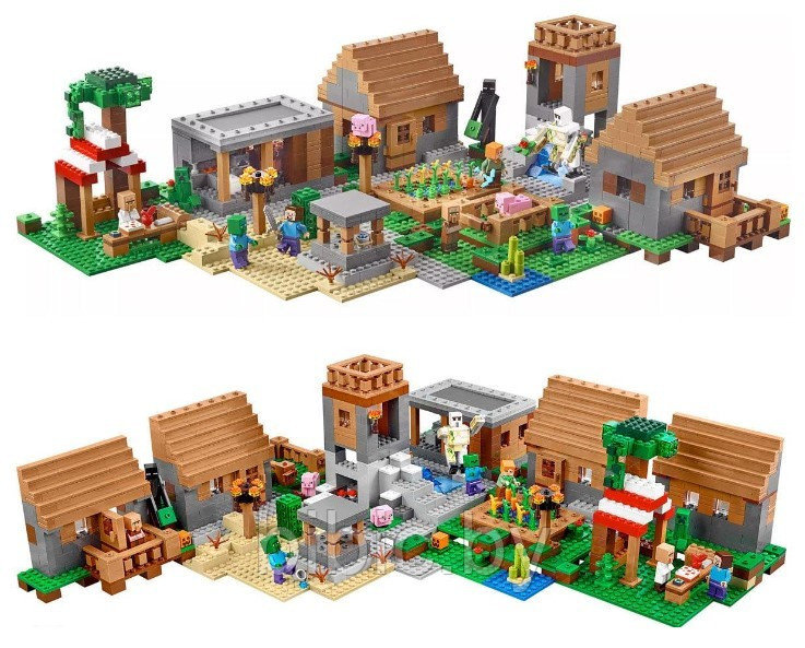 Детский конструктор Большая деревня Minecraft Майнкрафт 10531 серия my world блочный аналог лего lego - фото 3 - id-p199335080