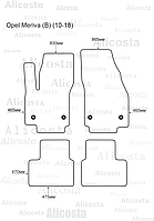 ЭВА автоковрики Opel Meriva (B) (10-18) Салон, Шестиугольник, Серый