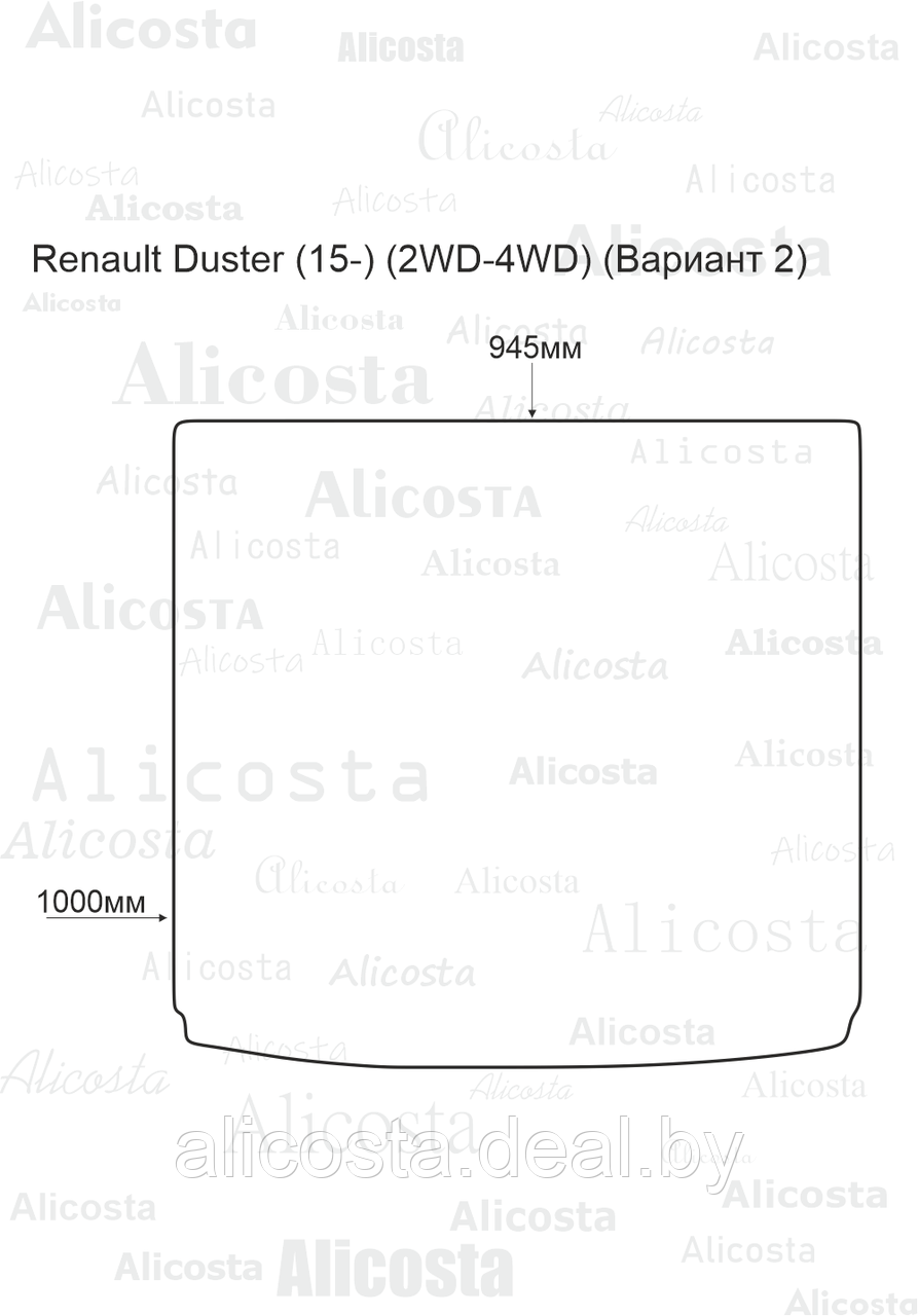 Ворсовый автоковрик Renault Duster (15-) (2WD-4WD) Багажник (Вариант 2), Premium, Черный - фото 1 - id-p199193273