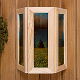 Абажур деревянный "Одуванчики" со вставками из стекла с УФ печатью, 33х29х12см, фото 2