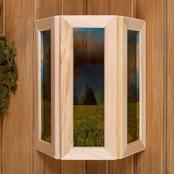 Абажур деревянный "Одуванчики" со вставками из стекла с УФ печатью, 33х29х12см - фото 2 - id-p199326741