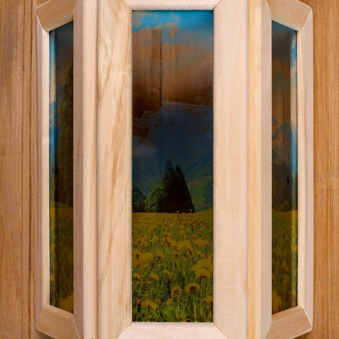 Абажур деревянный "Одуванчики" со вставками из стекла с УФ печатью, 33х29х12см - фото 3 - id-p199326741