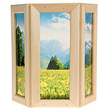 Абажур деревянный "Одуванчики" со вставками из стекла с УФ печатью, 33х29х12см, фото 4