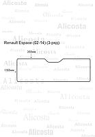 ЭВА автоковрик Renault Espace (02-14) (3-ряд), Шестиугольник, Черный