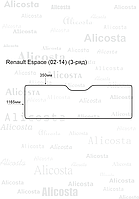 ЭВА автоковрик Renault Espace (02-14) (3-ряд), Шестиугольник, Серый