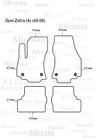 Ворсовые автоковрики Opel Zafira (A) (99-06) Салон, Premium, Черный