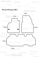 ЭВА автоковрики Renault Kangoo (08-) Салон, Ромб, Черный