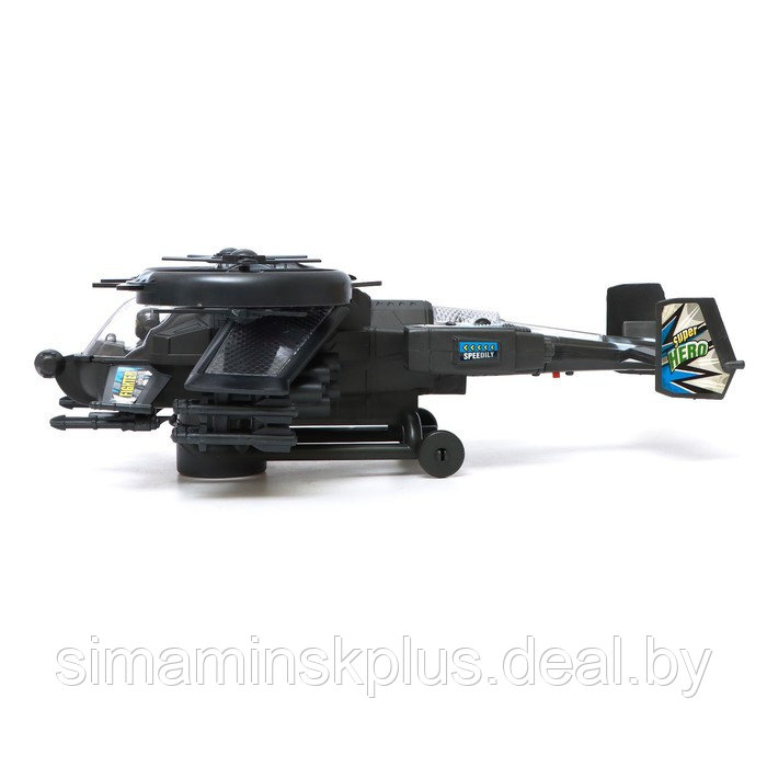 Вертолёт «Боец», работает от батареек, свет и звук, цвет чёрный - фото 2 - id-p199336362