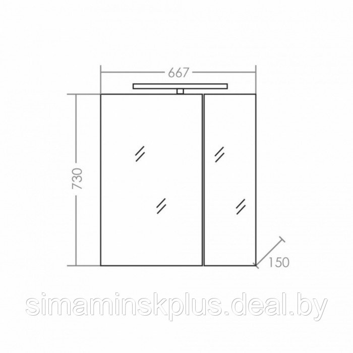 Зеркало-шкаф СаНта «Стандарт 70», со светом - фото 2 - id-p199335487