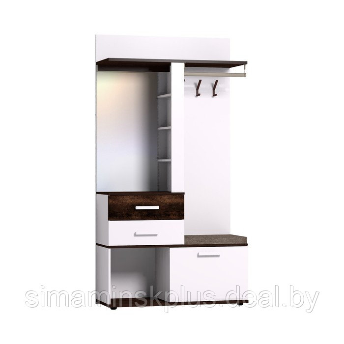 Шкаф «Норвуд 70», 1120 × 400 × 2125 мм, цвет белый / орех шоколадный - фото 1 - id-p199335663