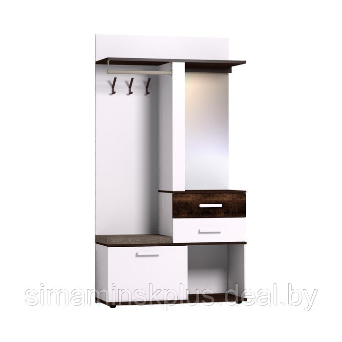 Шкаф «Норвуд 70», 1120 × 400 × 2125 мм, цвет белый / орех шоколадный - фото 2 - id-p199335663
