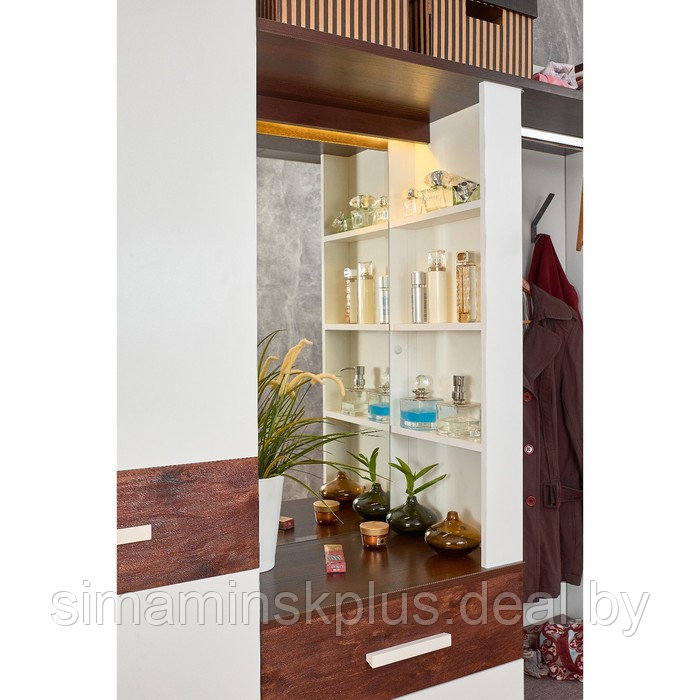 Шкаф «Норвуд 70», 1120 × 400 × 2125 мм, цвет белый / орех шоколадный - фото 8 - id-p199335663
