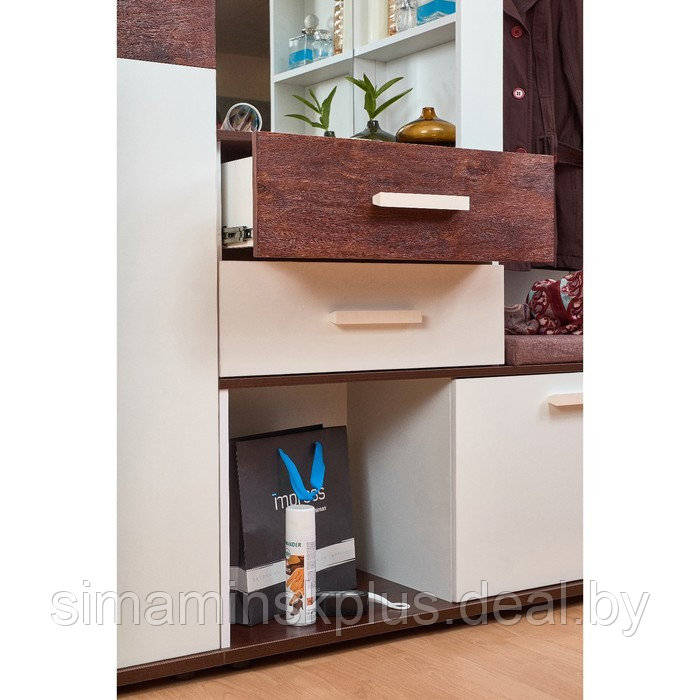 Шкаф «Норвуд 70», 1120 × 400 × 2125 мм, цвет белый / орех шоколадный - фото 10 - id-p199335663