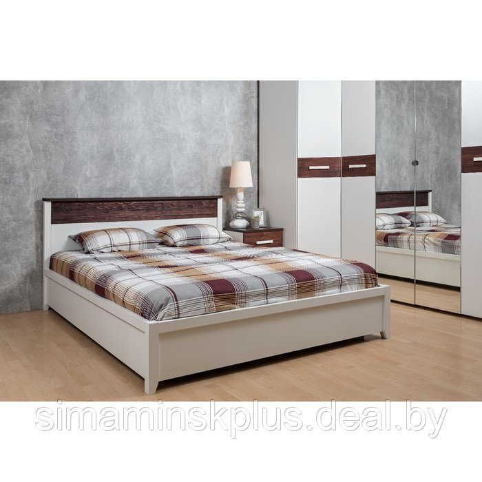 Кровать «Норвуд 32», 1600 × 2000 мм, без основания, цвет белый / орех шоколадный - фото 1 - id-p199335666