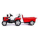 Электромобиль «Трактор», с прицепом, 2 мотора, цвет красный, фото 2