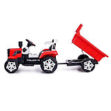 Электромобиль «Трактор», с прицепом, 2 мотора, цвет красный, фото 3