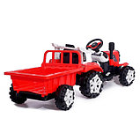 Электромобиль «Трактор», с прицепом, 2 мотора, цвет красный, фото 4
