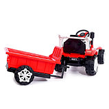Электромобиль «Трактор», с прицепом, 2 мотора, цвет красный, фото 5