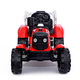 Электромобиль «Трактор», с прицепом, 2 мотора, цвет красный, фото 6
