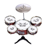 Барабанная установка «Рок», 5 барабанов, тарелка, палочки, стульчик, фото 5