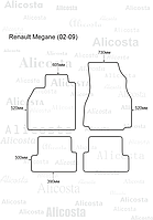 Ворсовые автоковрики Renault Megane (02-09) Салон, Premium, Черный