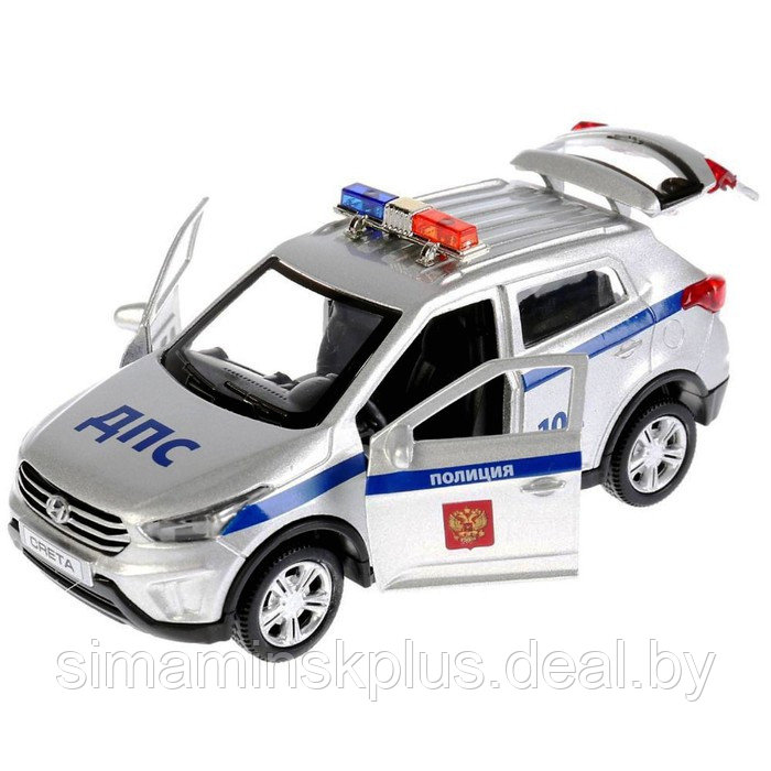 Машина металлическая Hyundai Creta «Полиция», 12 см, световые и звуковые эффекты, открываются двери - фото 1 - id-p199336924