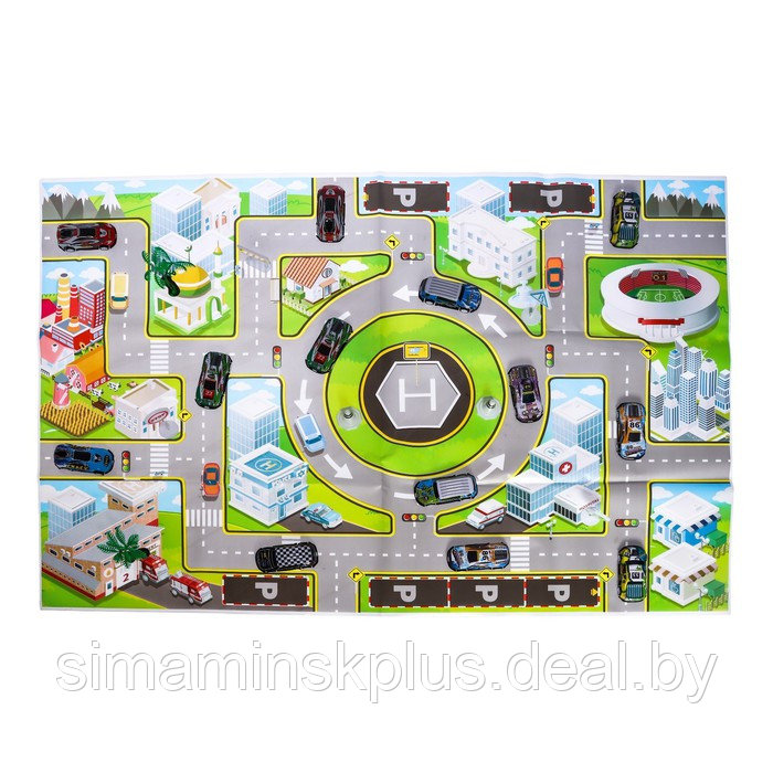 Игровой набор «Город», 24 металлические машинки с запуском и игровое поле - фото 3 - id-p199336940