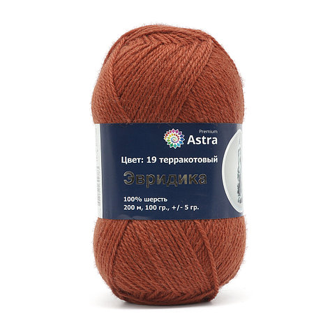 Пряжа Astra Premium 'Эвридика' 100гр. 200м (100% шерсть) (19 терракотовый), фото 2