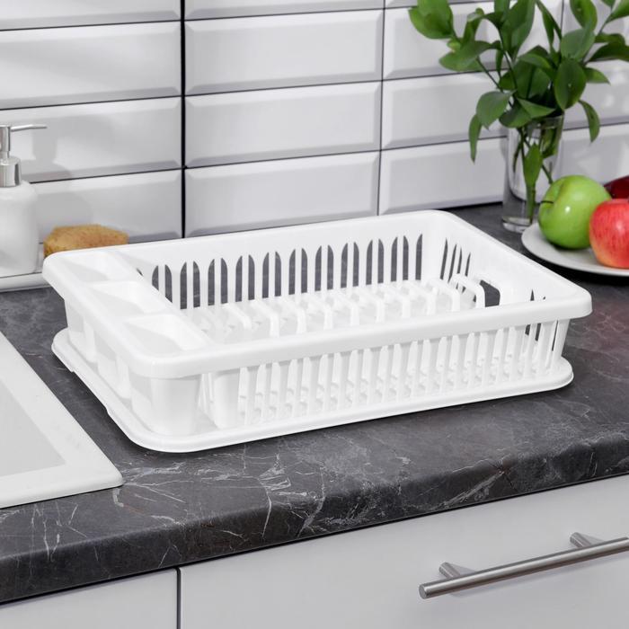 Сушилка для посуды, 42,5×27,5×9,5 см, цвет белый - фото 3 - id-p199340761