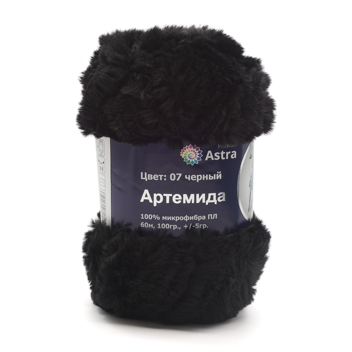 Пряжа Astra Premium 'Артемида' 100гр. 60м (100% микрофибра ПЛ) (07 черный) - фото 1 - id-p199342957