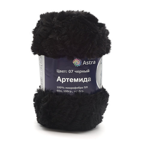 Пряжа Astra Premium 'Артемида' 100гр. 60м (100% микрофибра ПЛ) (07 черный), фото 2