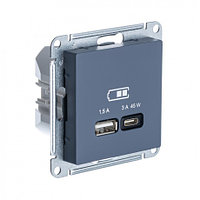 USB розетка A + тип-C 45W высокоскор.зарядка QC,PD, цвет Грифель (Schneider Electric ATLAS DESIGN)