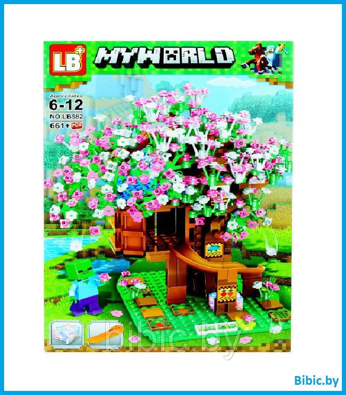 Детский конструктор светящийся Minecraft Майнкрафт Дом на дереве LB582 серия my world аналог лего lego