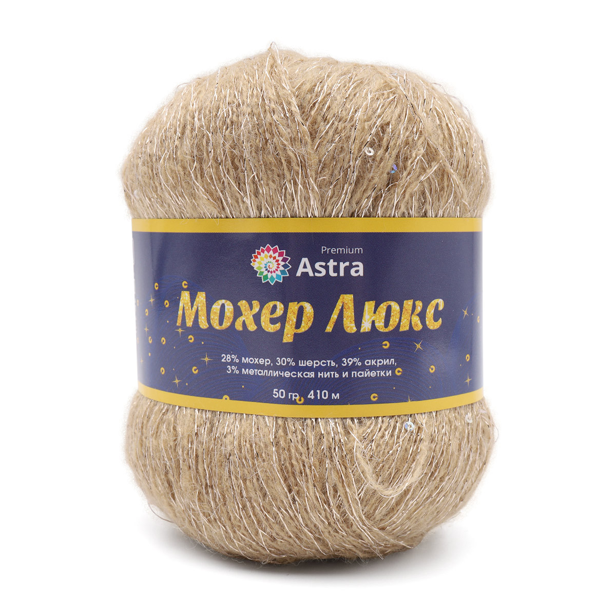 Пряжа Astra Premium 'Мохер Люкс' (Mohair Lux) 50 гр 410 м (+/- 5%) (28% мохер, 30% шерсть, 39% акрил, 3%