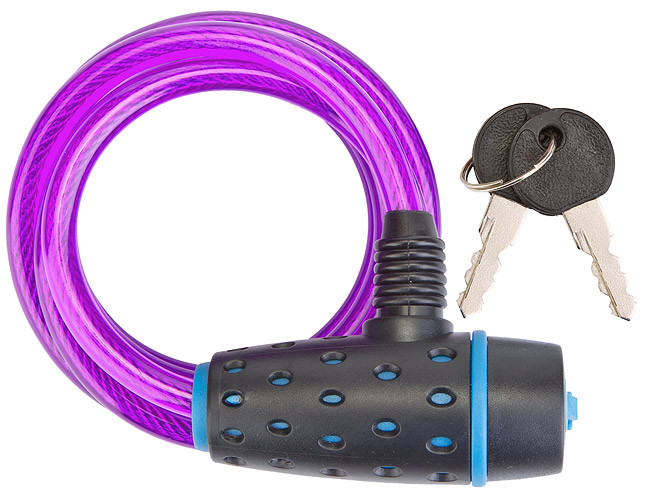 Трос-замок Stels 87318 с ключом, 8х1800 мм, пурпурный