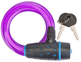 Трос-замок Stels 87318 с ключом, 8х1800 мм, пурпурный