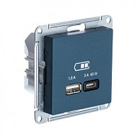 USB розетка A + тип-C 45W высокоскор.заряд. QC,PD, цвет Изумруд (Schneider Electric ATLAS DESIGN)