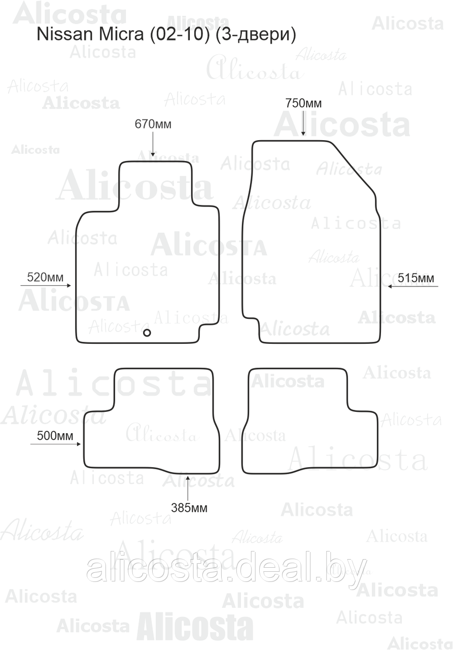 Ворсовые автоковрики Nissan Micra (02-10) (3-двери) Салон, Premium, Черный - фото 1 - id-p199191431